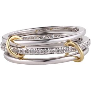 Non-Tarnish Stackable Rings for Women -18k Gold Plated & Sterling Silver Thin Band Set with Cubic Zirconia, Dainty Jewelry for Everyday Wear