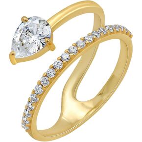 18k Yellow Gold Plated Simulated Diamond Crossover Split Shank Stackable Eternity Wedding Band For Women - April Birthstone Ring - Gifts For Mom Wife Her
