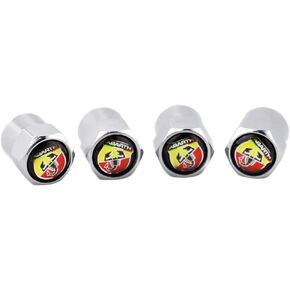 4Pcs Metal Car Tire Valve Stem Caps Waterproof Cover for Scorpion Abarth Logo Emblem Anti-Theft Dust Caps Fit for Fiat Abarth Punto 124/125/125/500 Stilo Styling Decoration Accessories (Silver)