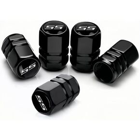 مجموعة صمام إطارات معدنية أسود 5PSC متوافقة مع غبار Camaro SS وتسرب المقاومة للسيارات SUV Truck Camaro SS Trim (3-SS-W)