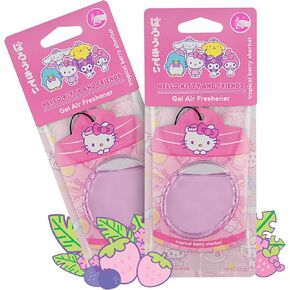 Hello Kitty and Friends Car Air Freshener (Hello Kitty - Tropical Berry Sherbet) Hanging Gel Area Deodorizer, Long-Lasting Car Scents Air Freshener, Cute Automotive Sanrio Accessories Decor, 2-Pack