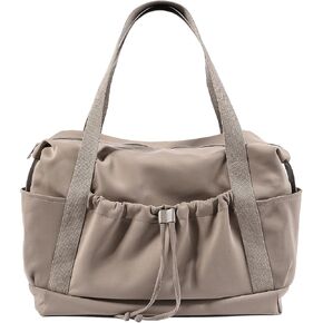 Vomgomfom 33L Soft Neoprene Tote With Zipper, Foldable Shoulder Bag With Trolley Sleeve, Women Overnight Travel Bag