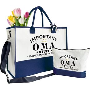 هدايا حقيبة OMA المهمة ، حقيبة حمل القماش للجدة ، هدايا الجدة ، حقيبة مستحضرات التجميل ، حقيبة الشاطئ وحقيبة الماكياج ، هدايا حقيبة سفر لـ OMA ، حقيبة حمل قماشية مع سستة ، يوم عيد الميلاد للأمهات A44