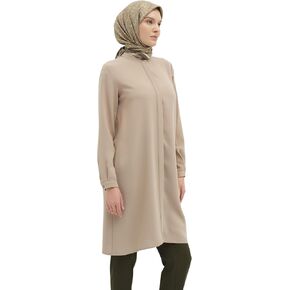 Women's Modest Long Tunic with Mandarin Collar – Luxury, Hijab-Friendly, Elegant Islamic Clothing
