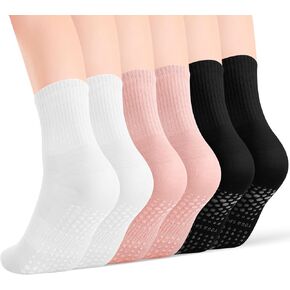 Jspupifip 6 Pairs Pilates Socks with Grips for Women, Non Slip Yoga Socks for Yoga, Pilates, Ballet and Barre, Size 6-10