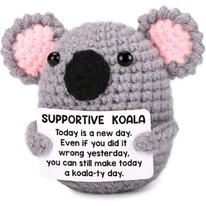 Mini Positive Emotional Cheer Support Crochet Koala Mothers Day Graduation Gifts for Women Daughter Friend Sister Teens Birthday Inspirational Girls Boys farewell moving away gift Coworker Teacher