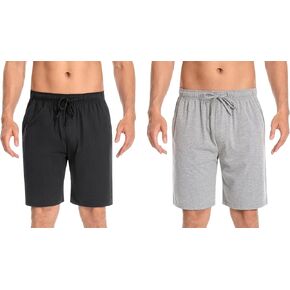 2Pack Men's Bottom Cotton Shorts Loungewear Pyjama Pants Nightwaer Trousers With Pockets,S-XXL.
