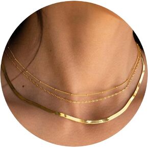 Senteria Gold Layered Necklace for Women 14KGold Plated Necklace Chain Dainty Gold Stack Long Necklaces Set for Women 3/4Pcs