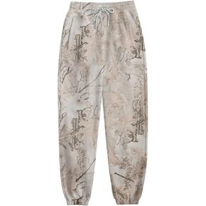 Camo Sweatpants for Women Y2K Camouflage Casual High Waist Baggy Fleece Joggers Pants Bottoms with Pockets