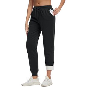 MAGCOMSEN Women's Sherpa Lined Sweatpants Winter Warm Fleece Pants Insulated Thermal Athletic Joggers with Pockets