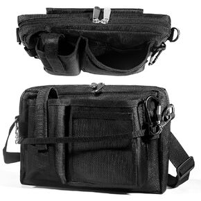 Nurse Fanny Pack for Women - Double-Stitched Design, 7 Pockets Nursing Fanny Pack for Nurses, Convertible Waist/Shoulder Bag, Water-Resistant - Ideal for Nurses, Caregivers, DIY (Black)
