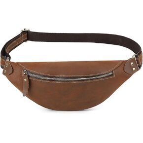 BAIGIO Leather Fanny Pack for Men & Women Belt Bag Vintage Waist Bag Bum Bag Fashion Crossbody Waist Pack Sling Bag for Travel