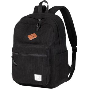 VASCHY Corduroy Travel Backpack, Vintage Casual Kawaii Cute Aesthetic Fuzzy Fluffy Plush Fleece Rucksack Daypack for School Teens/Man/Women Dark Green
