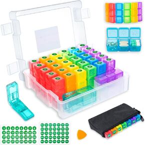 Monthly Pill Organizer 3 Times a Day - Portable Pill Box with Weekly Travel Bag - Large Capacity 30 Day Pill Case with Pill Cutter & Labels for Easy Medication Management (Mattle Black)