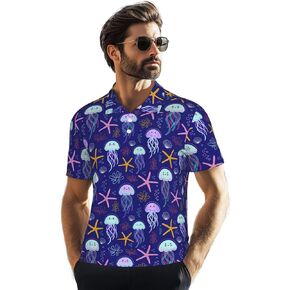 Mens Shirt Short Sleeve Dry Fit Performance Athletic Sports Daily Casual Collared Shirts for Men