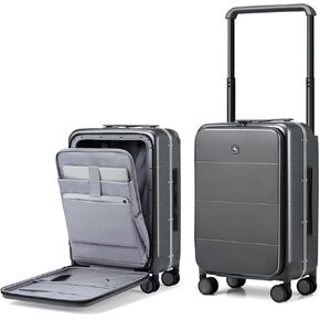 Hanke 20 Inch Carry On Luggage Airline Approved Hard Shell Suitcase with Spinner Wheels TSA Luggage Travel Suitcases Wide Handle for Men Women(Blackish Green)