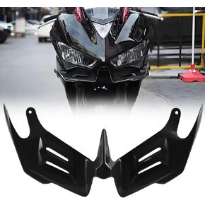 for Yamaha YZF R3 R6 R25 2008-2013 2014 2015 2016 Motorcycle Front Fairing Winglet Aerodynamic Spoiler Beak Nose Cone Extension Fixed Wing Kit (Black)