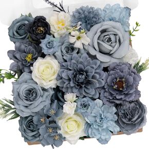 TINGE TIME Yellow Artificial Flowers Combo Box Set, Silk Fake Roses Peony with Stems for DIY Bridal Wedding Bouquets Baby Shower Floral Arrangements Centerpiece Table Party Home Decorations