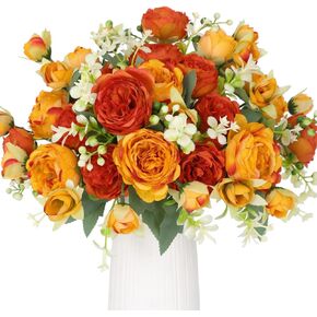 Floweroyal 4 Bunches Peony Phoysmal Flowers White Flowers Flowers Peonies Poonies for Wedding Party Table Minctions ترتيب الأزهار ديكور المطبخ.