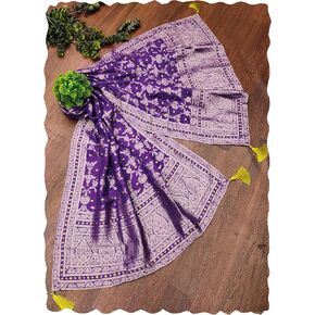Trendmalls المرأة Banarasi الحرير العرقي Motiff Design DuPatta (D08-Purple)