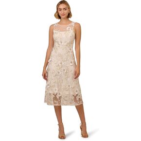 Adrianna Papell Women's 3D Embroidery Midi Dress