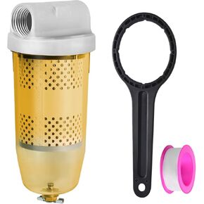 3/4" NPT Top Cap 496 Bowl Fuel Tank Replacement for Gasoline and Diesel Water Separate 30 Micron Filtration Max 25 Gpm 150 Psi Flow Replace# B10-AL Oil Filter Assembly with Wrench