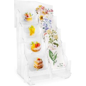 Acrylic Tiered Risers, Sticker Display, Card Table Stand, business brochure Holder With Upgrade anti-slip Clear Customizable Space for Vendors Event Organizer,Portable Display Rack(Small)