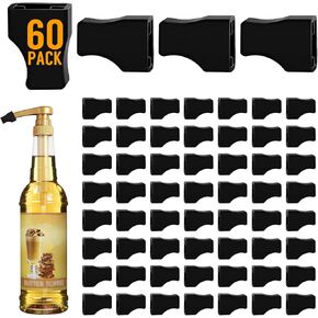 30 Pack Coffee Syrup Pump Tip Covers - Black Rubber Pourer Cap for Syrup Pump, Sugar, Condiments, Olive Oil, Liquor Bottle, Long Lotion Pumps