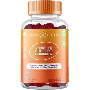 GeriCare Prebiotic Digestive Support Gummies – Berry Flavor, 72 Count, Plant-Based Fiber for Gut Health & Regularity, Non-GMO, Gluten-Free, Vegan, Fiber Supplement to Supports Regular Digestion