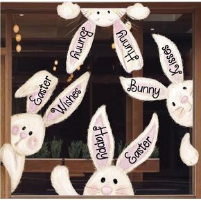 6 Sheets Easter Window Clings Happy Easter Bunny Eggs Window Decals Oil Painting Eggs Bunny Stickers for Holiday Home Office School Party Gifts Decor Spring Glass Decoration