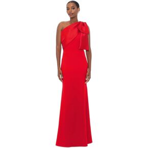 Betsy & Adam Women's Floor-Length, One-Shoulder, with Statement Bow Detail and Fitted Silhouette