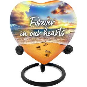 Solace Forever Heart Urn for Ashes - Small Urns for Human Ashes Keepsake - Mini Heart Shaped Urns with Stand - Honor Your Loved One with Keepsake Cremation Urn (Orange, Small)