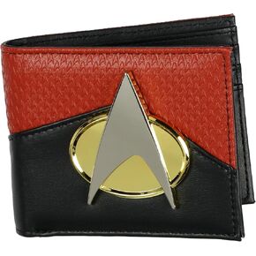 INTIMO Star Trek The Next Generation Metal Command Badge Bi-Fold Wallet with ID Window Card Slots and Bill Sleeve
