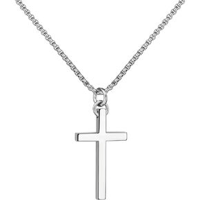 Santhree 3mm نقي Titanium Cross Necklace للرجال للنساء مربع سلسلة Rolo ، سلسلة Rolo Rink Rink Rink Friendly Forning Home Higdings التخرج ، 23.62 بوصة