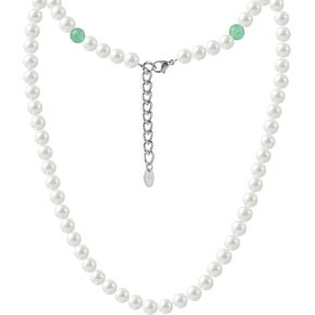 Forge & Foundry Men's 8mm Shell Pearl (Man-Made) Necklace with Green Aventurine Beads [Fortier]