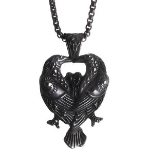 HAQUIL Raven Necklace, Norse Huginn and Muninn Odin Raven Pendant, Viking Jewelry Gift for Men and Women