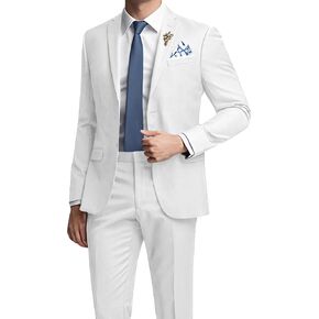Mens Suits Slim Fit 2 Piece Wedding Prom Tuxedo Classic Blazer Jacket Pants Set