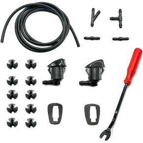 85381-AE020 Windshield Washer Nozzles Kit Compatible with Toyota 2004-2010 Sienna 2004-2008 Solara,Windshield Washer Jet Nozzle and Hood Retaining Clips Kit Replacement 85381-AE020 53326-08010