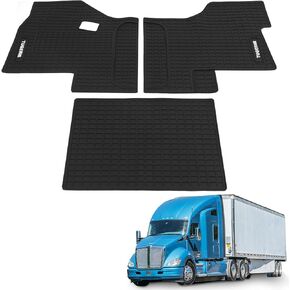 Floor Mats Fit for Kenworth T680 T880 W990S or Peterbilt 579 567 Trucks, Heavy-Duty All-Weather Non-Slip Black Rubber Floor Mats (3PCS)