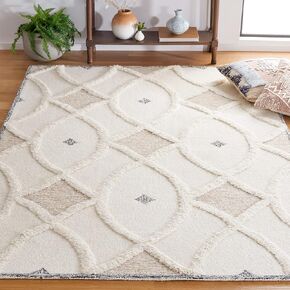 SAFAVIEH Casablanca Collection Runner Rug - 2'3" x 8', Ivory & Brown, Handmade Geometric Textured Rustic Boho Wool, Ideal for High Traffic Areas in Living Room, Bedroom (CSB991A)