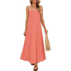 ZESICA Women's 2025 Summer Boho Sleeveless Maxi Dress Spaghetti Straps Casual Flowy A Line Beach Party Long Dresses