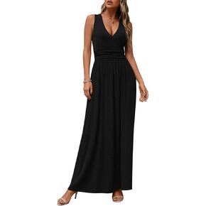 كاثي المرأة غير الرسمية غير الرسمية Deep V Deep Vick Beach Leach Maxi مع جيوب