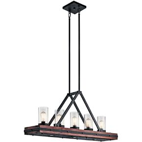 Kichler Colerne 46.5" 8 Light Linear Chandelier Clear Seeded Glass Auburn Stained, 21.00x46.50x10.75