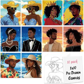 Nuberlic 10 Pack Sip and Paint Kit for Adult's Date Night Pre Drawn Canvas for Painting for Adults Pre-Stretched Canvas Outline for Paint and Sip Kit Love Theme Mother's Day Gift 12x16 Inch