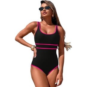 One Piece Boho Swimsuits for Women High Waisted Tummy Control Cutout Vintage Swimsuit Bathing Suit