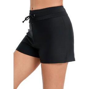 sand's coast Women Tummy Control Swim Shorts Drawstring High Waisted Bathing Suit Bottoms Swimming Board Shorts with Liner