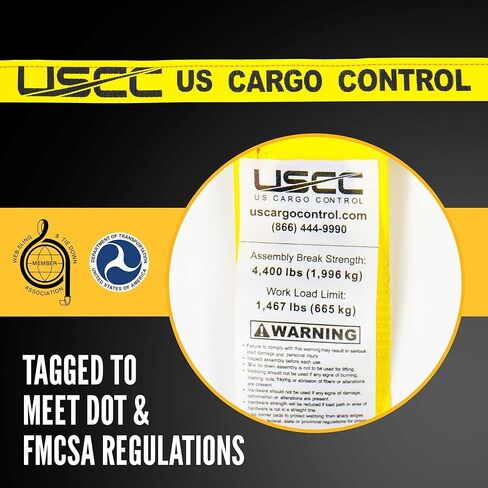 US Cargo Control Endless Ratchet Straps (4-Pack), 2 Inch x 20 Foot Hookless Ratchet Straps, 6,000 LBS Break Strength, Yellow Tie Down Straps for Flatbed Trailers or Trucks, Straps for Cargo Bundling in Kuwait