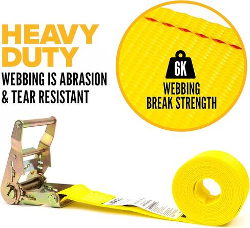 US Cargo Control Endless Ratchet Straps (4-Pack), 2 Inch x 20 Foot Hookless Ratchet Straps, 6,000 LBS Break Strength, Yellow Tie Down Straps for Flatbed Trailers or Trucks, Straps for Cargo Bundling in Kuwait