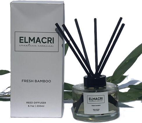 REED Diffuser ، 6.76 Fl Oz (200ml) - ناشر رائحة الخيزران الطازجة للمنزل ، المكتب ، الحمام - العطور المنزلية الأنيقة مع عصي الناشر in Saudi Arabia