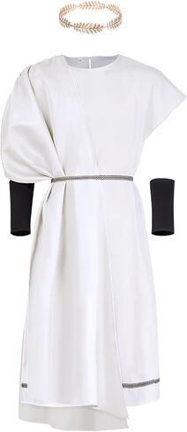 4-Piece Carnival Men Toga Costume with Leaf Laurel Wreath and Wristbands, Adult Greek God Roman Party Set in Kuwait